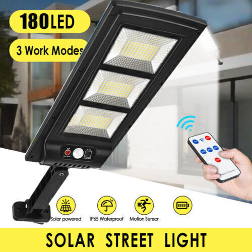 Solar Power 180 LED Light PIR Motion Sensor Outdoor Security Lamp Wall Garden - Picture 2 of 9