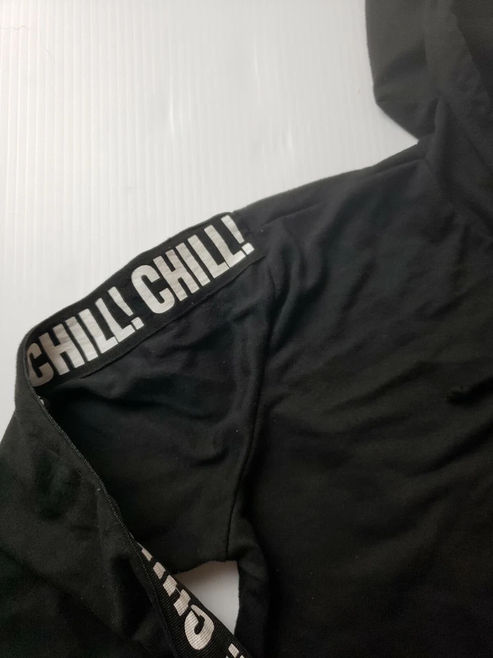 Dirtee Laundry L Usado Negro Frío! Streetwear Crop Top Algodón Sudadera con Capucha Grande b40 Foto 4 de 4