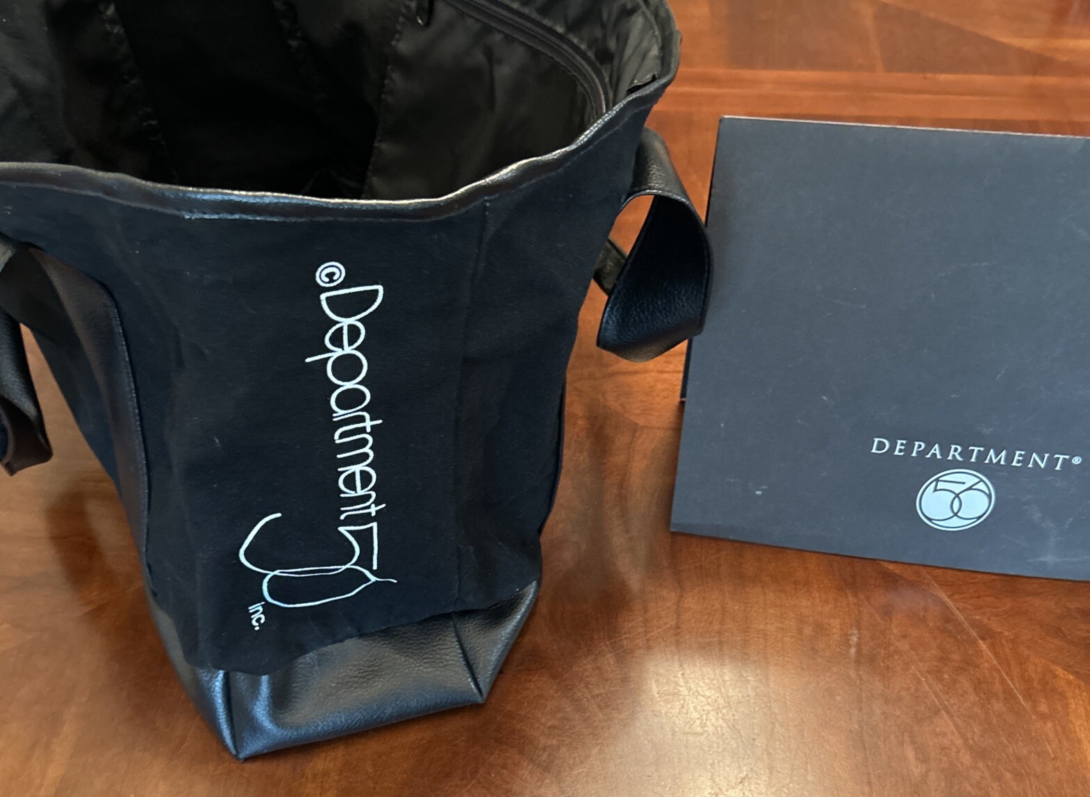 Department 56 Christmas Village Black Canvas Leather Tote Bag Rare Dealer Promo