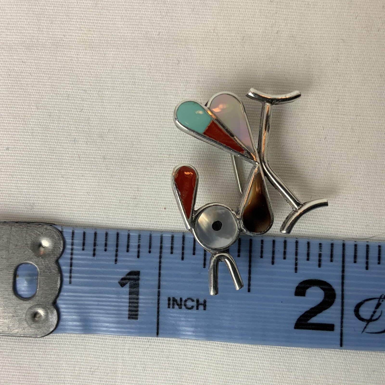 VTG Zuni Roadrunner Sterling Silver Multi Stone I… - image 7