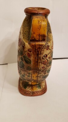 VINTAGE JAPANESE POTTERY PERSIAN STYLE, VASE DOUBLE HANDLE  display picture 1