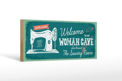 Holzschild Spruch 27x10 cm Welcome to my woman cave made with love Schild