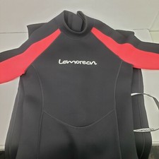 Men s Full Body Wetsuit Lemorecn 3/2MM Black, Red, Small
