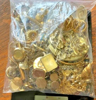 1 Pound ''GOLDTONE'' Jewelry - Bulk buy, Scrap lot, craft !!!-#HP6193