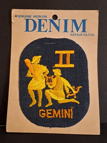 Lote de parches vintage 1970 Iron On bordados GEMINI en denim/BONDEX bonitos parches - Imagen 5 de 6