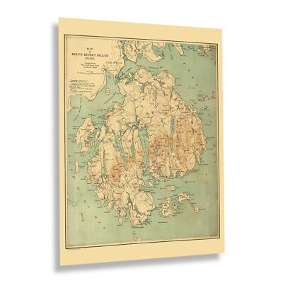 1893 Mount Desert Island Maine Map Poster Wall Art Print