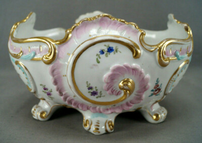 Wolfsohn Dresden Floral Pink Turquoise & Gold Rococo Scrollwork Centerpiece Bowl