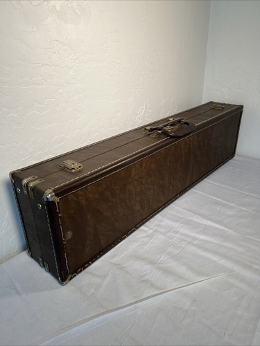 Browning Vintage Leather Shotgun Rifle Hard Takedown Case Box W/Key