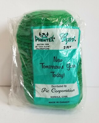 Vintage Phentex Capri Pull Skein 2 Ply Yarn Green OLEFIN New/Old Stock 