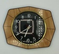 Horloge Pendule Formica Vintage Japy Imitation bois 
