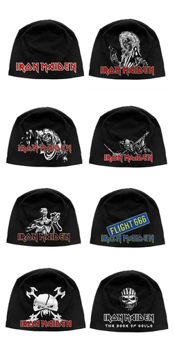 Iron Maiden Beanie Hat  Book Of Souls Trooper band logo Official jersey print
