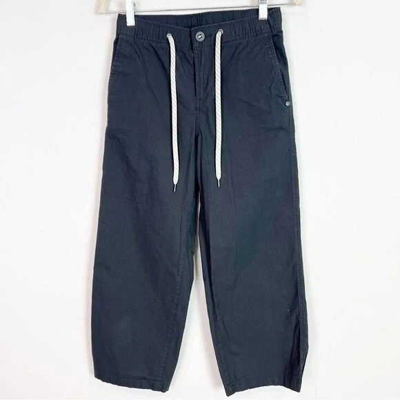 vuori ripstop elastic waist with tie straight leg crop pants