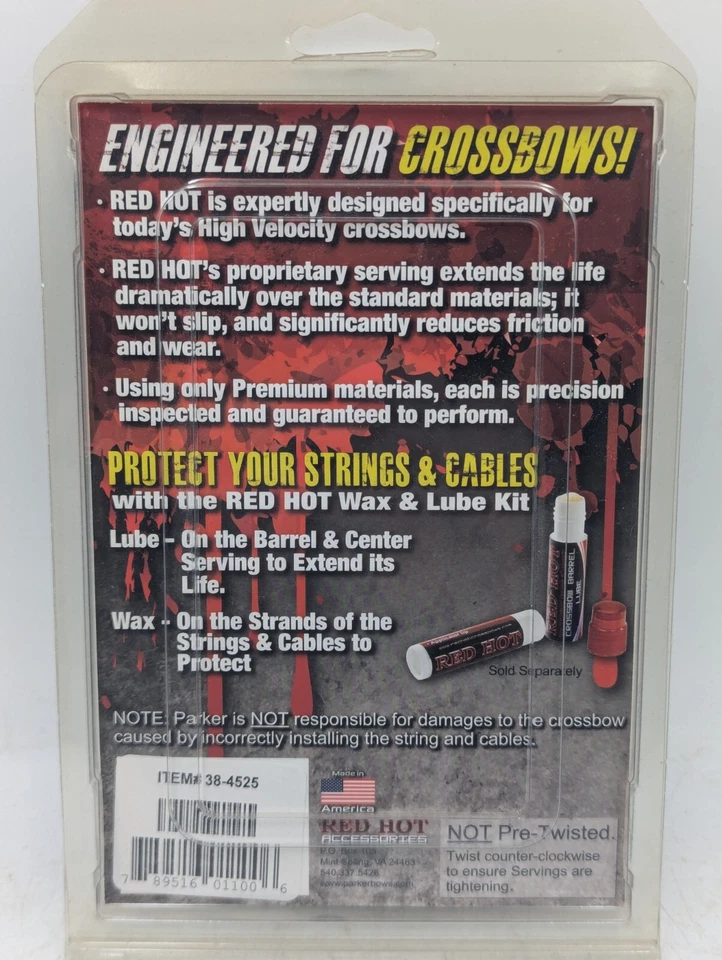 Cables de ballesta Parker Red Hot Challenger 38-4525, 23" de largo, 10 giros, nuevos Foto 2 de 2