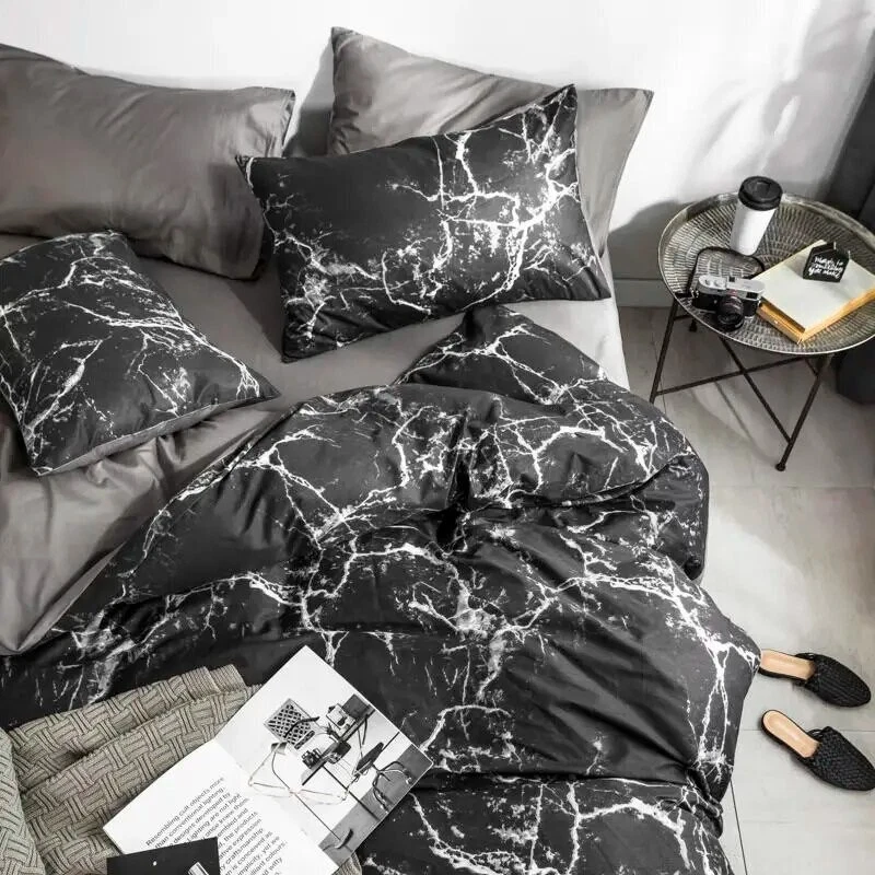 Pure Cotton White Black Nordic 4 Piece Duvet Set - Image 4 of 4