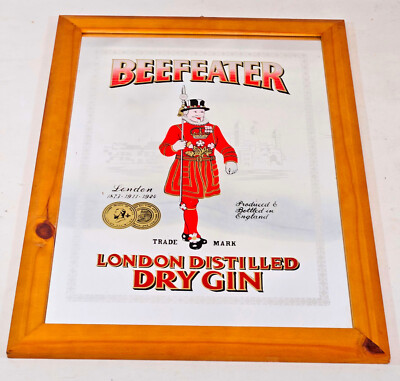 Großer Beefeater Dry Gin Spiegel, Breweriana, Kneipenspiegel, Männerhöhle, Spiegel