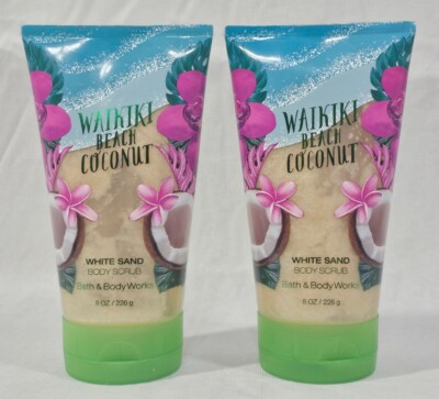 Lot of 2 Bath and Body Works WAIKIKI BEACH COCONUT 8 oz. Body Scrub