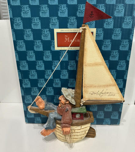 David Frykman Figur Der Leuchtturm-Seemann auf einem Segelboot 1997 DF3425 nautisch