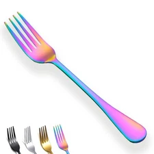 Rainbow Dinner Forks Set Of 4 Stainless Steel Titanium Mutilcolor Plating Fork S