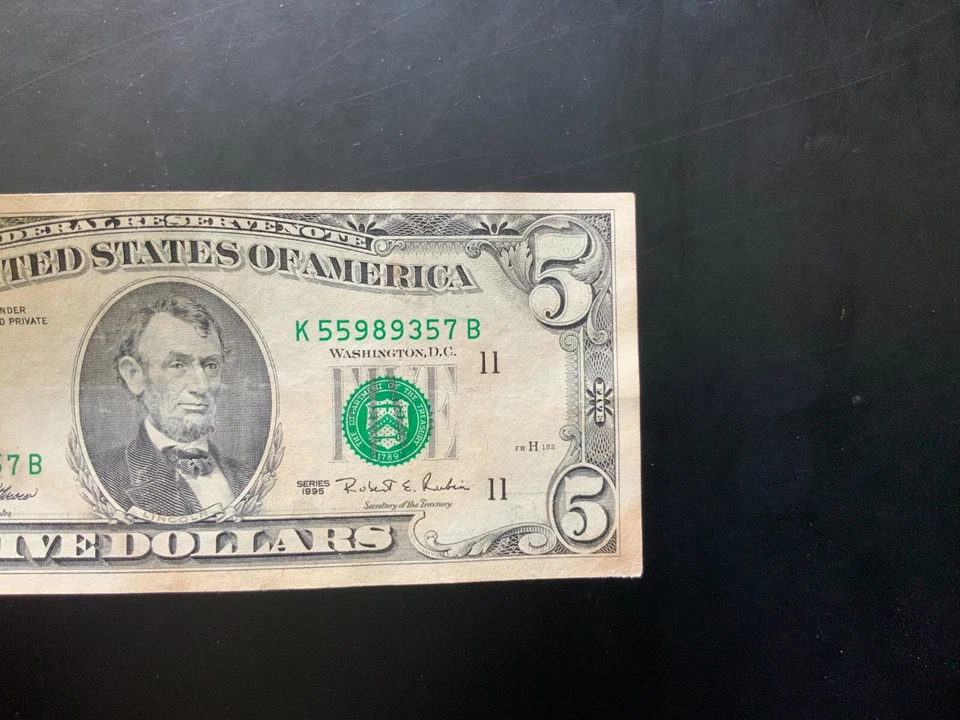 1995 $5 DOLLAR BILL K55989357B - Image 3 of 4