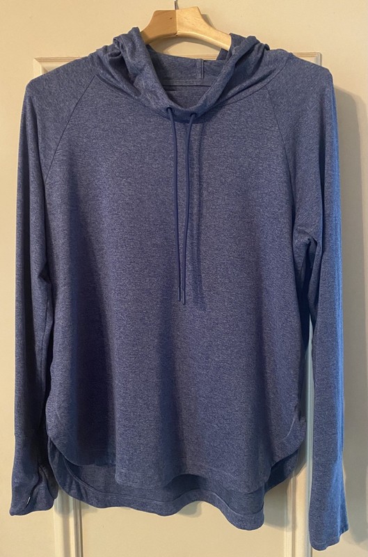Athleta Womens Uptempo Hoodie Blue Heathered Size Large Long Sleeve Pullover