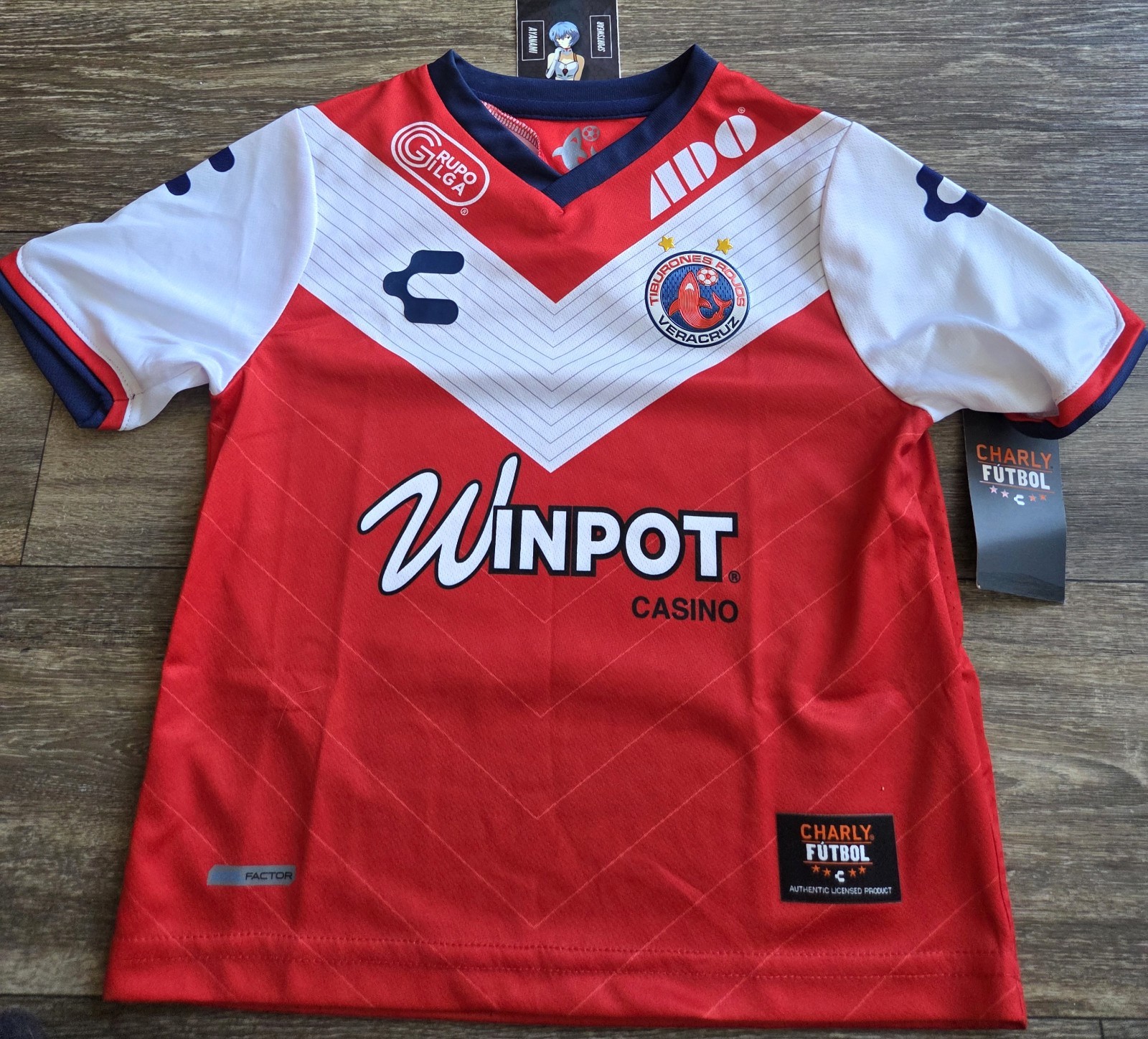 NWT Charly Tiburones Rojos de Veracruz 17/18 Home Futbol Jersey Kids Small 4-6