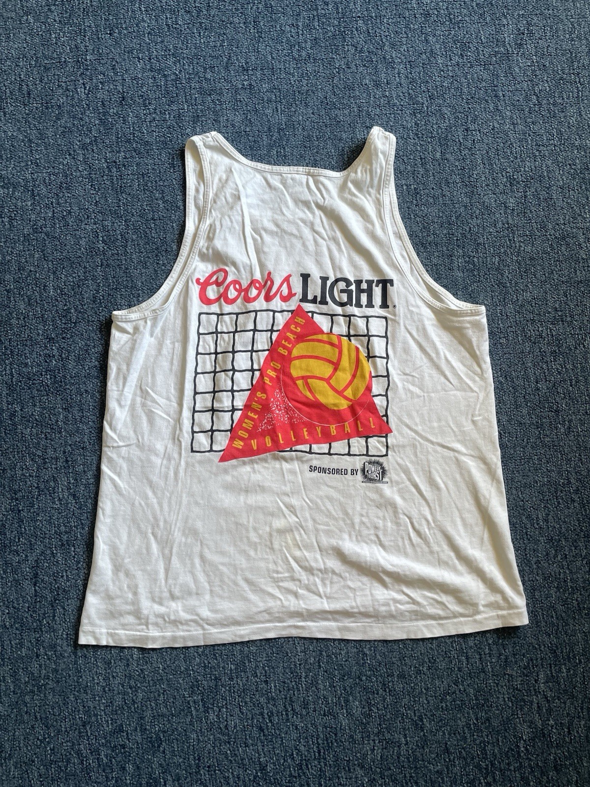 Vintage 90s Coors Light Beach Volleyball Tank Top Mens L Beach Surf KRZR Radio
