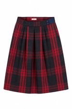 1970s Vintage Boho Plaid Wool Skirt Red/Black Knee-Length