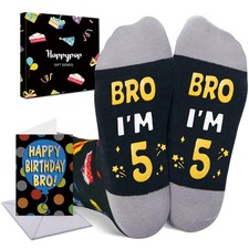 HAPPYPOP 5th Birthday Gifts Ideas - Socks for Medium, Bro I'm 5 Black