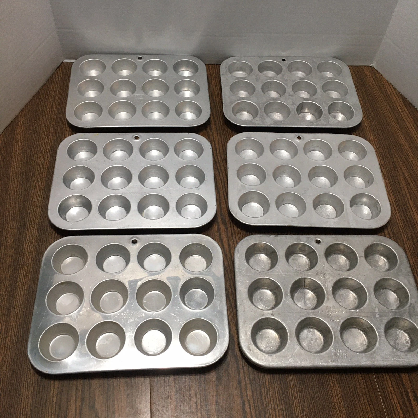 Mini Muffin Cupcake 12 Hole Tart Pans Lot of 6 Mirro-Muffinaire-Foley Aluminum