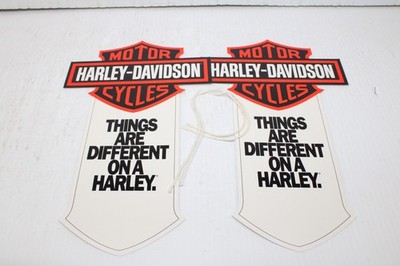 2 Harley-Davidson ''Things Are Different On A Harley'' Price Hang Tags Signs NOS