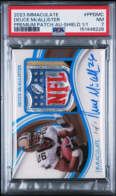Deuce McAllister 2023 Immaculate SHIELD Auto 1/1 PSA 7 NM Saints Platinum 1 OF 1