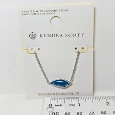 Kendra Scott Faye Silver 16" Necklace Teal Quartzite