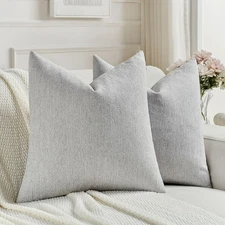 FUTEI Light Grey Chenille Throw Pillow Covers 22x22 Set of 2 Sofa Cushion