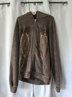Travis Scott Utopia God's Country Y2K Full Zip Up Hoodie Brown Jacket Cactus XL