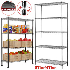 4/5 Tier Metal Storage Rack Shelving Wire Shelf Home Kitchen Office Unit Stand