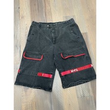 Vintage Marithe Francois Girbaud Shorts Black Red Baggy Shuttle Tape Cargo 40