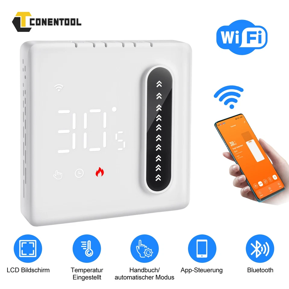 CONENTOOL Thermostat LCD Digital Raumthermostat Für Fußbodenheizung/Wandheizung