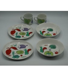 Arabia Finland Fauna Childrens Dish Set Kaj Franck 1966 Plates Bowls Cups