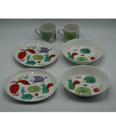 Arabia Finland Fauna Children's Dish Set Kaj Franck 1966 Plates Bowls Cups