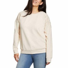 Gloria Vanderbilt Womens Crew Neck Pullover With Lace Sweatshirt Sweater NWT