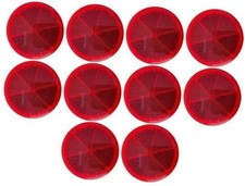 Class A 3" Round Reflector Strong Stick-on - RED/Amber for Trailers, 10x Red