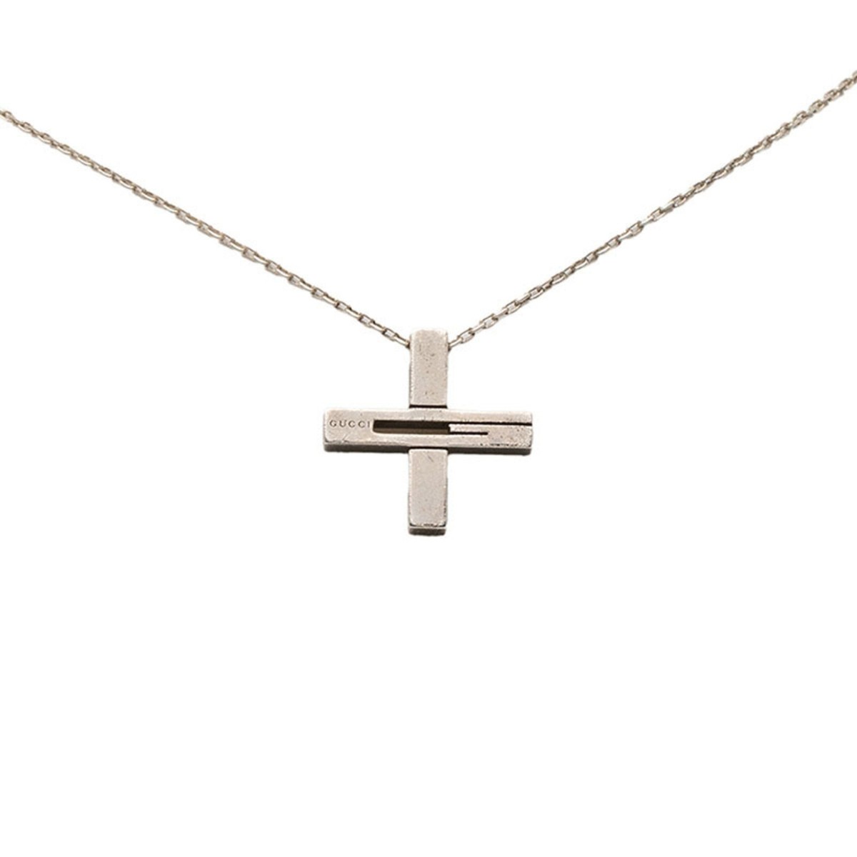 Gucci Cutout G Cross Pendant Necklace in SV925 Silver for Women
