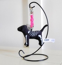VICTORIA'S SECRET PINK SKELETON MICRO DOG KEYCHAIN HALLOWEEN EXCLUSIVE     