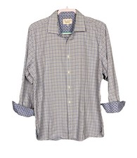 Ted Baker 16.5 32 33 Window Check Shirt Endurance Long Sleeve Flip Cuff Collar