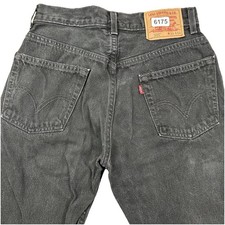 VTG Y2K Levi's 505 Straight Leg Black Jeans Fits 28x34 100 Cotton Thick Denim