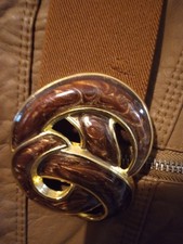 Vintage 80's Stretch Cinch Waist Belt Celtic Knot Swirl Buckle
