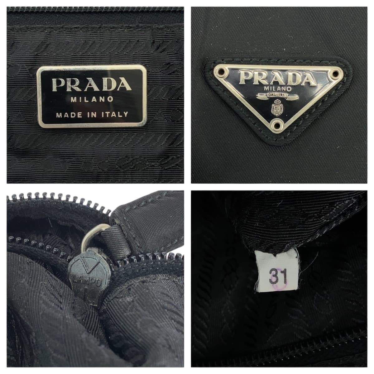 Prada Triangular Logo Plate Black Silver Hardware… - image 4