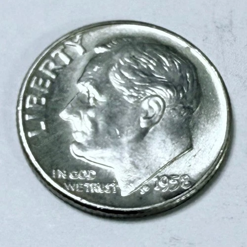 1958-D Roosevelt Silver Dime 90% Silver 10c AU About Uncirculated Details #4383