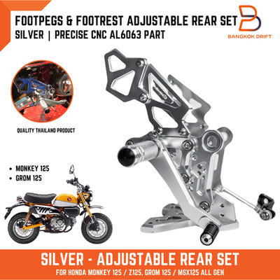 CNC Rear Set Foot Pegs Adjustable for Honda Grom 125 MSX125 Monkey Z125 18-25