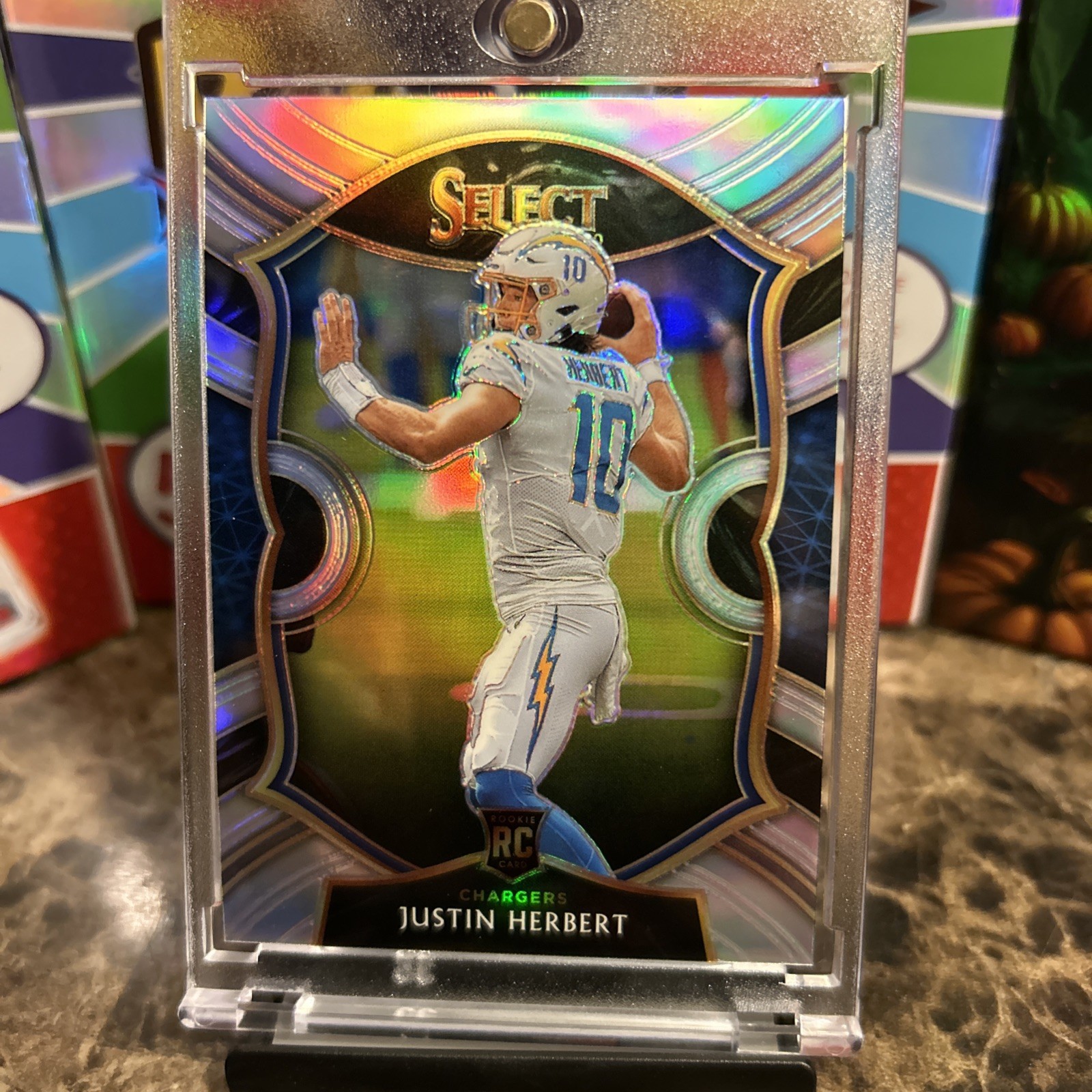 2020 Panini Select-Justin Herbert-#44-Concourse Silver Prizm-Rookie Chargers QB